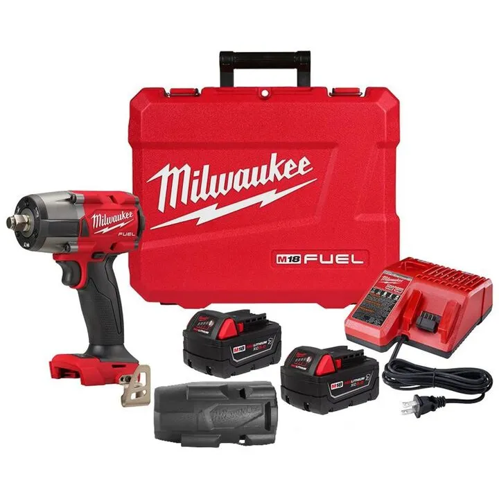 Milwaukee M18 FUEL 1/2 Inch Mid-Torque Impact Wrench Kit & Protective Boot Bundle
