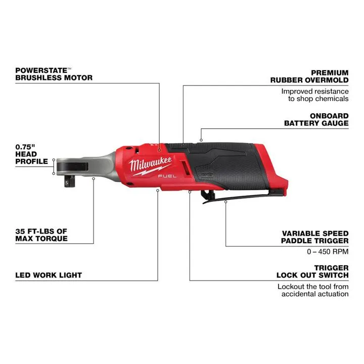 Milwaukee M12 FUEL 3/8-inch High Speed Ratchet (Bare Tool) - Professional Grade 2