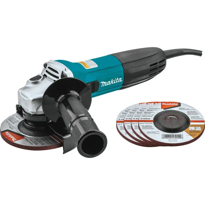 Makita 4-1/2 Inch Angle Grinder Kit with 5 Premium Cutting Wheels