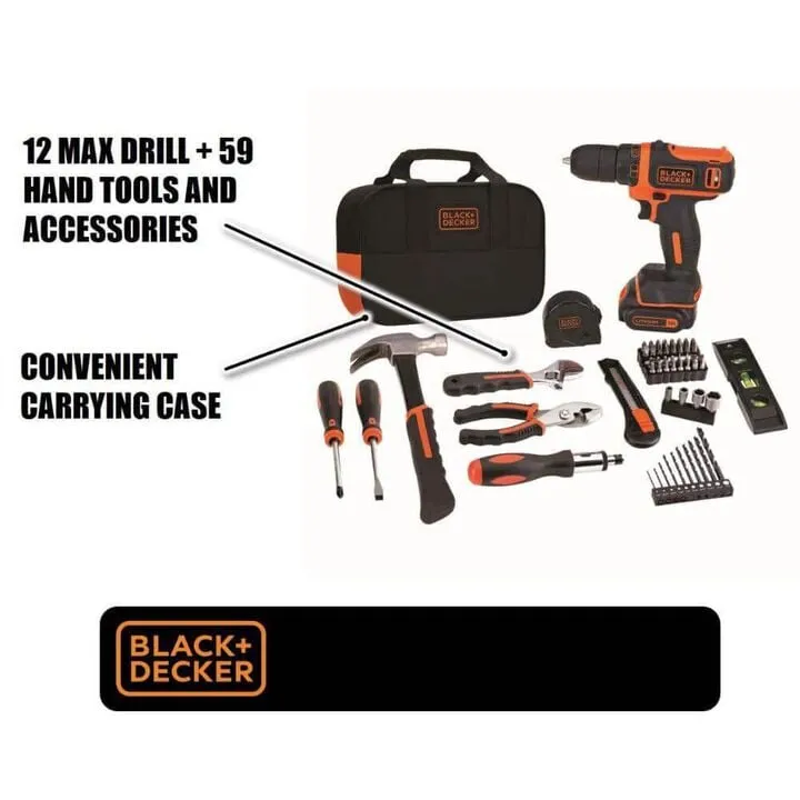 Black and Decker 12V MAX* Drill & Home Tool Kit (60-Piece Set) 3