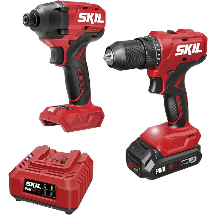 SKIL 20V Brushless Drill Driver and Impact Driver Combo Kit - High-Performance Cordless Power Tool Set