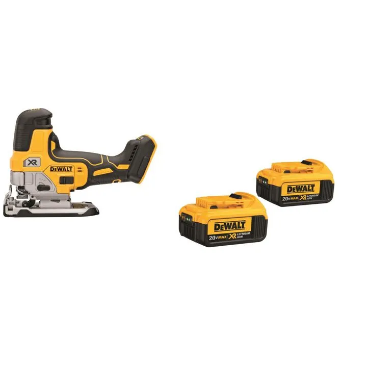 DEWALT 20V MAX XR Jig Saw Body Grip & Premium XR Battery 2pk Bundle