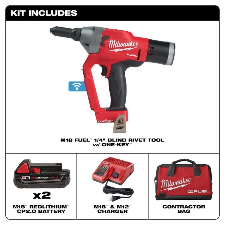 Milwaukee M18 FUEL 1/4-inch Blind Rivet Tool with ONE-KEY Kit - Professional Performance Package 1