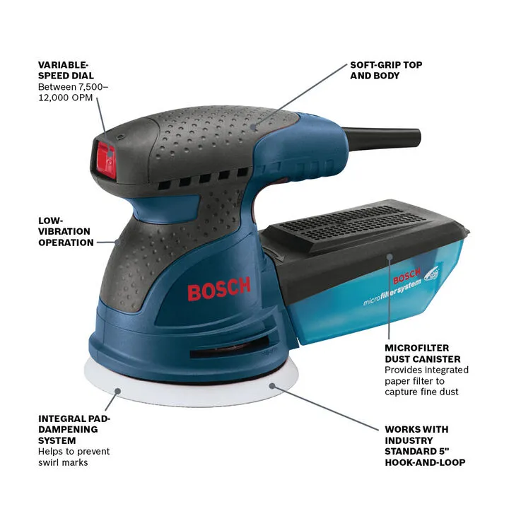 Bosch 5-Inch Palm Random Orbit Sander/Polisher (Factory Reconditioned) 3