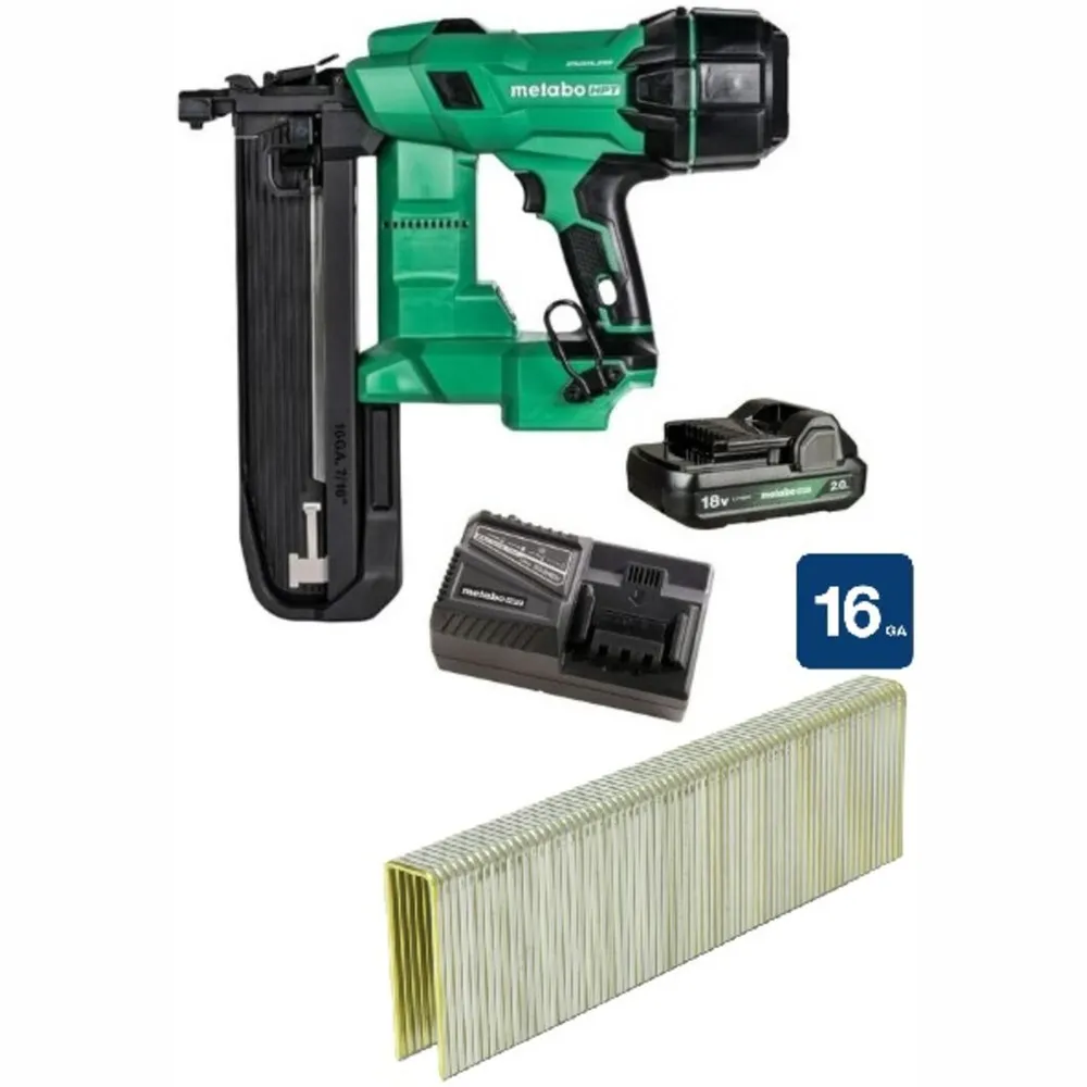 Metabo HPT 18V MultiVolt 7/16 Inch Standard Crown Stapler Kit with 2.0Ah Battery & Charger