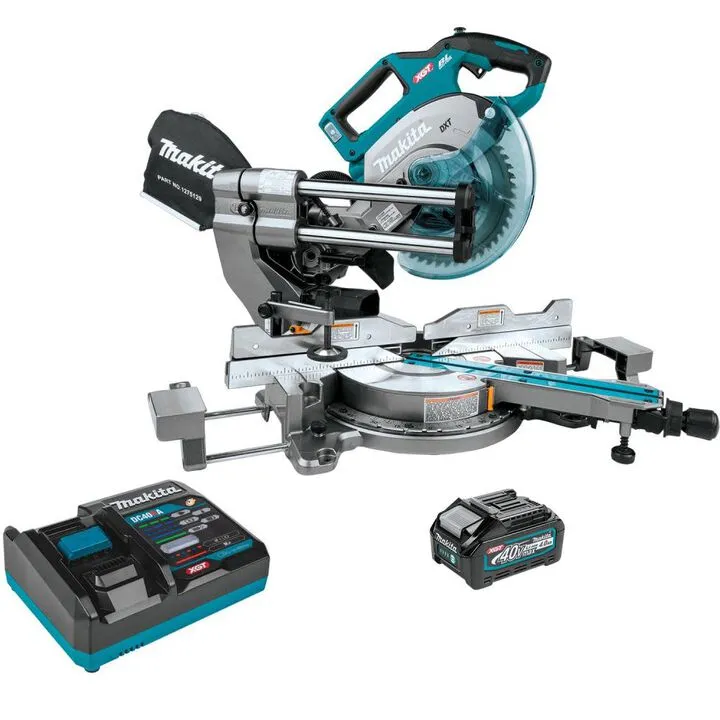 Makita 40V Max XGT Brushless 8-1/2 Inch Dual-Bevel Sliding Compound Miter Saw & Compact Stand Bundle 2