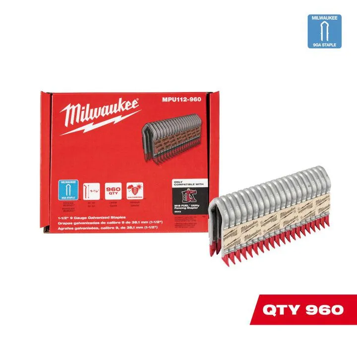 Milwaukee M18 Utility Fencing Stapler (Bare Tool) with 1.5 Inch Galvanized Staples Bundle 21