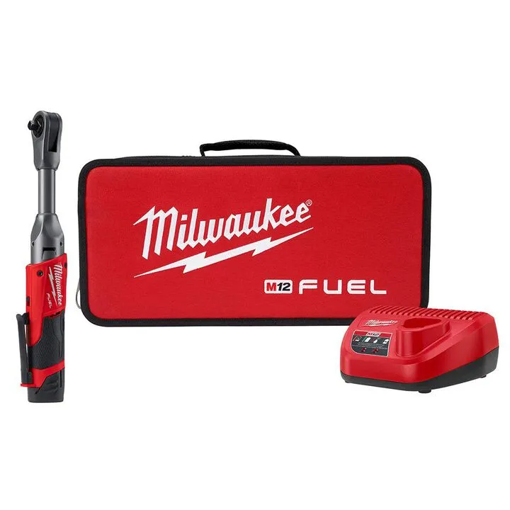 Milwaukee M12 FUEL 3/8 in. Extended Reach Ratchet Battery Kit - Professional Grade 3