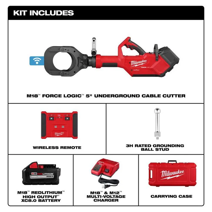 Milwaukee M18 FORCE LOGIC 5 Inch Underground Cable Cutter with Wireless Remote 1