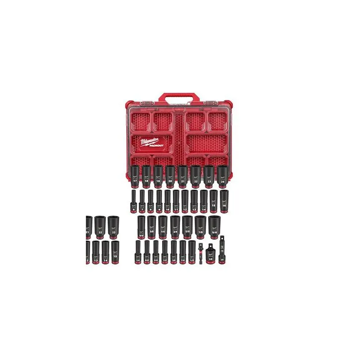 Milwaukee M18 Impact Wrench (Bare Tool) with 36-Piece Socket Set & 2-Drawer Tool Box Bundle 10