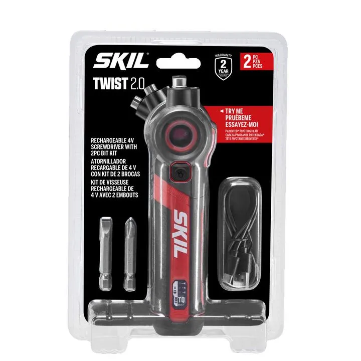 SKIL Twist 2.0 4V Rechargeable Cordless Screwdriver with 2pc Bit Kit 1