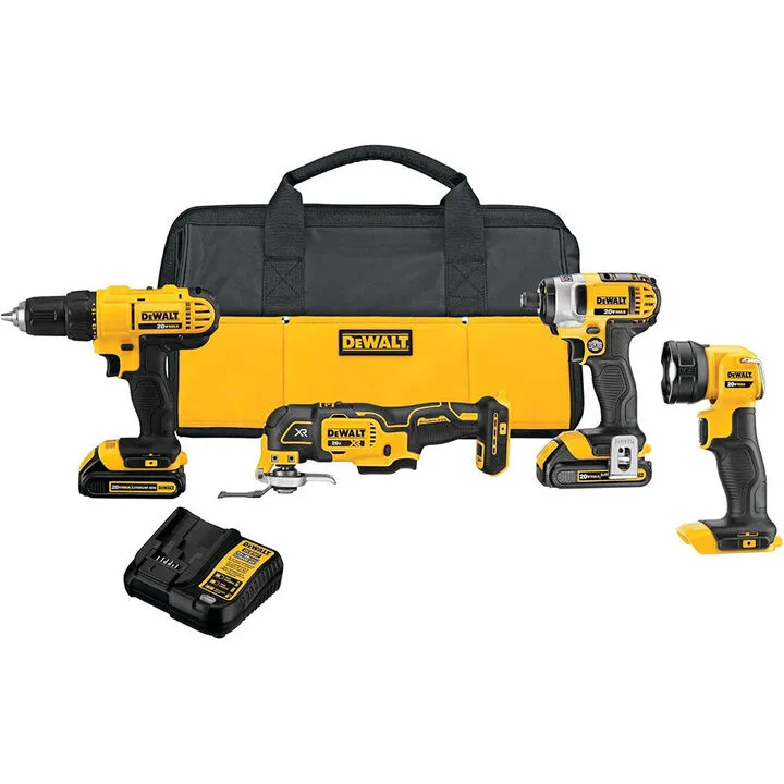 DEWALT 20V MAX 4-Tool Cordless Combo Kit - Professional Grade Performance