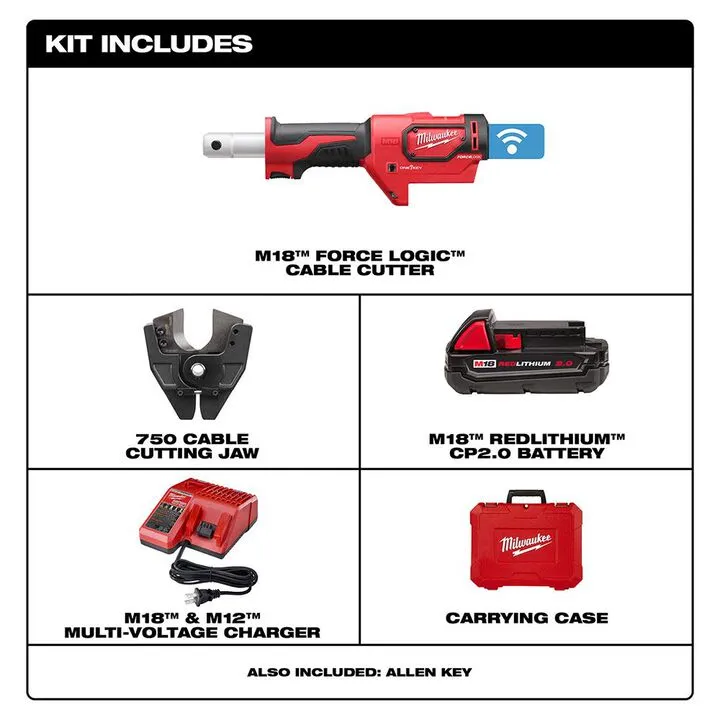 Milwaukee M18 FORCE LOGIC Cable Cutter Kit with 750 MCM Cu Jaws 1