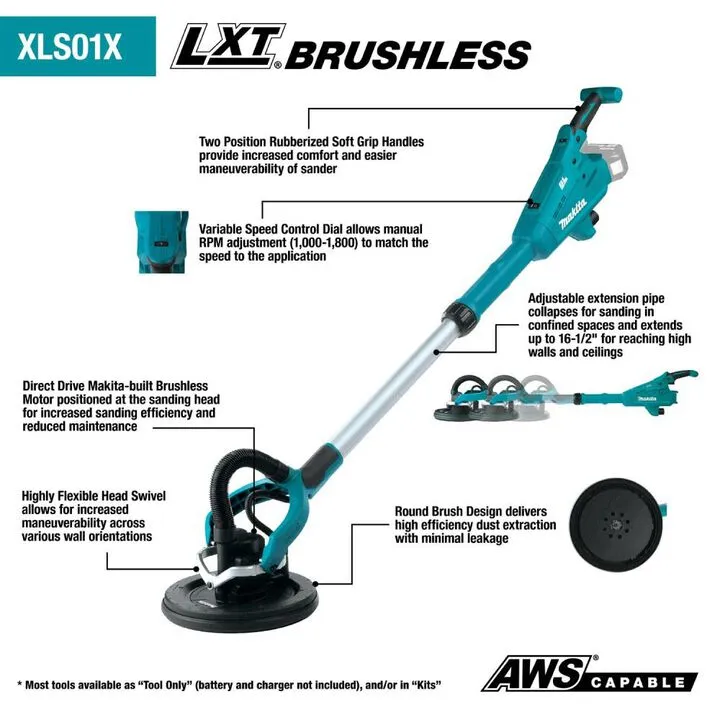 Makita 18V LXT 9in Drywall Sander (Bare Tool) - Precision Performance for Professionals 4