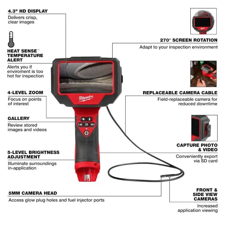 Milwaukee M12 Auto Technician Borescope (Bare Tool) - Professional Diagnostic Solution 2