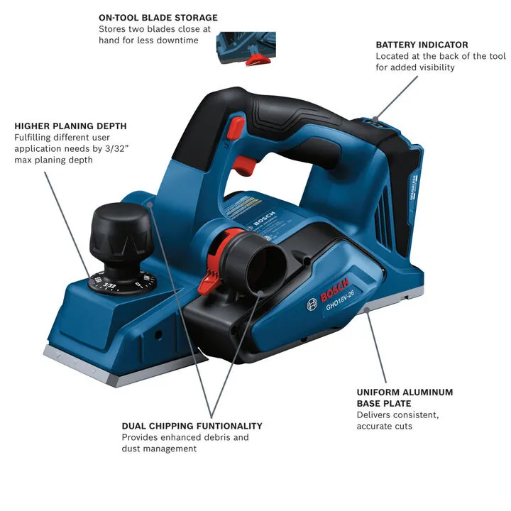 Bosch 18V Brushless Planer (Bare Tool) - High-Efficiency Precision Woodworking 1