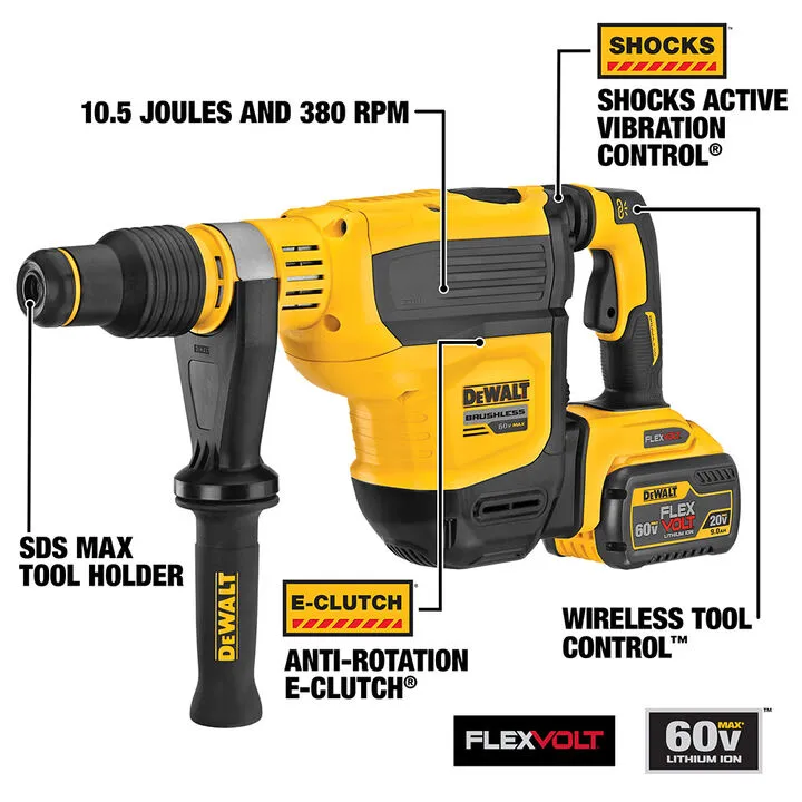 DEWALT 60V MAX 1-3/4in SDS MAX Brushless Combination Rotary Hammer Kit 2