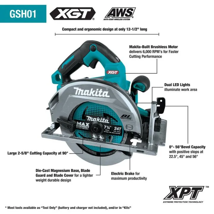 Makita 40V max XGT 7-1/4in Circular Saw (Bare Tool) - AWS Capable 1