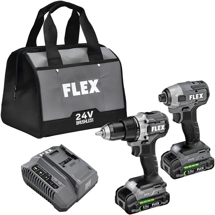 FLEX 24V Brushless Drill Driver and 1/4in Impact Driver Combo Kit