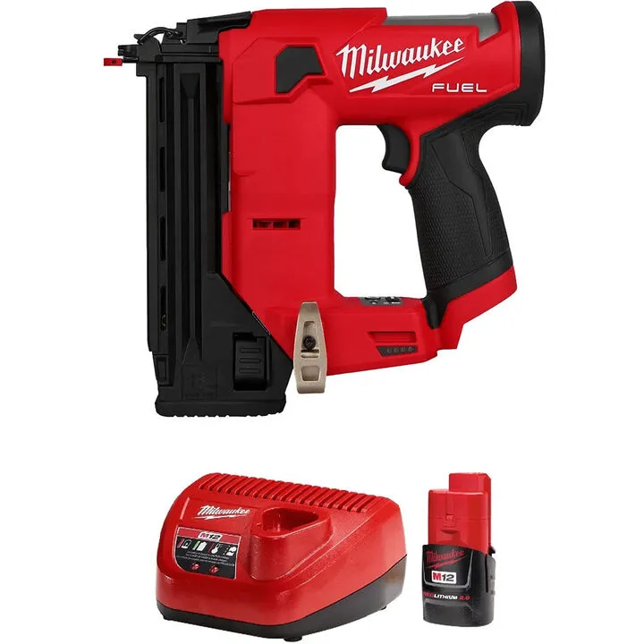 Milwaukee M12 FUEL 18 Gauge Compact Brad Nailer and 2.0 Starter Kit Bundle