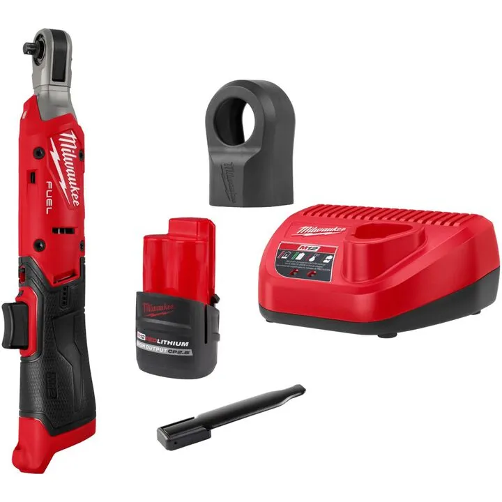 Milwaukee M12 FUEL 3/8 Inch Ratchet Kit & Protective Boot Bundle - Professional Grade