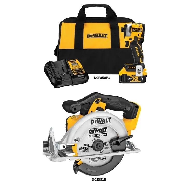 DEWALT 20V MAX Cordless Impact Driver and Circular Saw Combo Kit - Professional Grade Performance