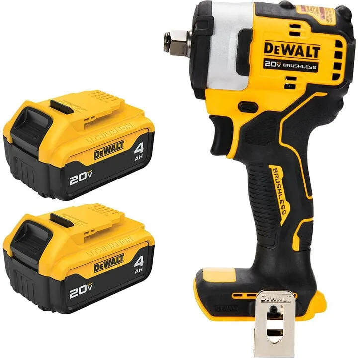 DEWALT 20V MAX 3/8 Inch Impact Wrench with XR Battery 2-Pack Bundle