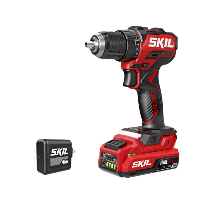 SKIL PWR CORE 20 Brushless 20V 1/2 Inch Compact Drill Driver Kit
