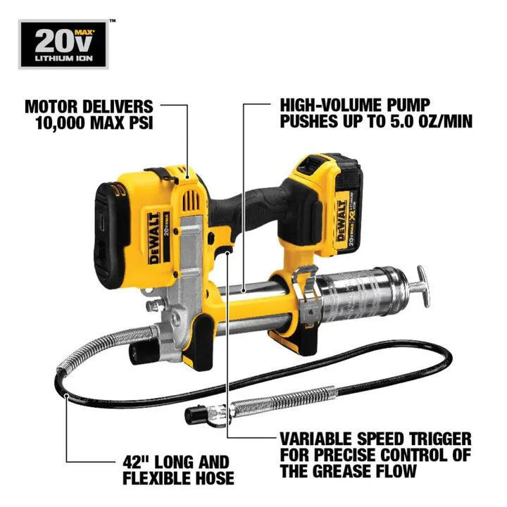 DEWALT 20V MAX Lithium Ion Grease Gun Kit - High-Performance Lubrication System 1