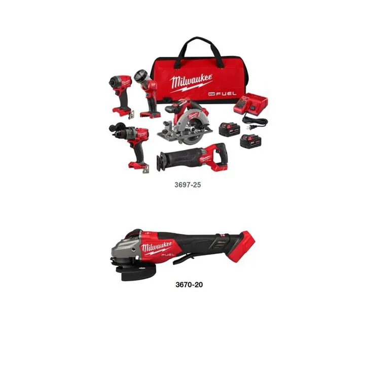 Milwaukee M18 FUEL 5-Tool Combo Kit with 4-1/2-6 Inch Braking Grinder 1