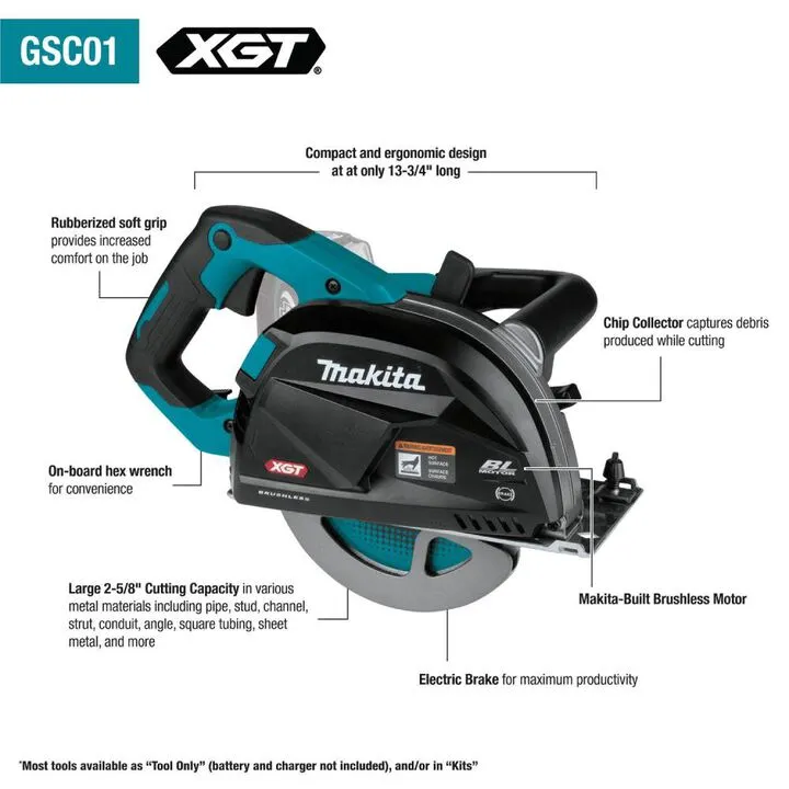 Makita 40V max XGT 7 1/4in Metal Cutting Saw with Electric Brake & Chip Collector (Bare Tool) 1