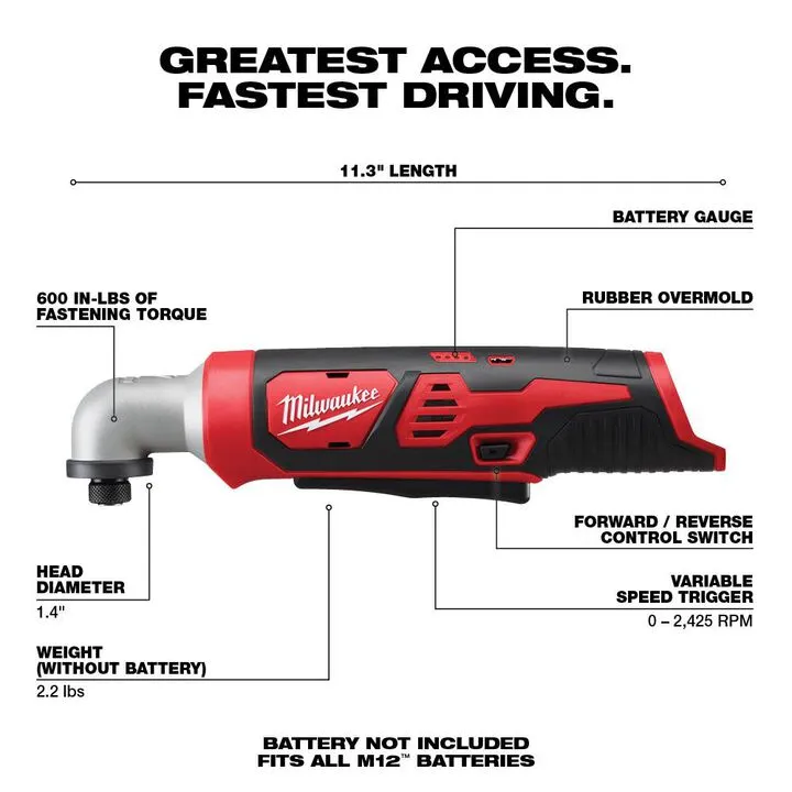 Milwaukee M12 1/4 in. Hex Right Angle Impact Driver (Bare Tool) 1