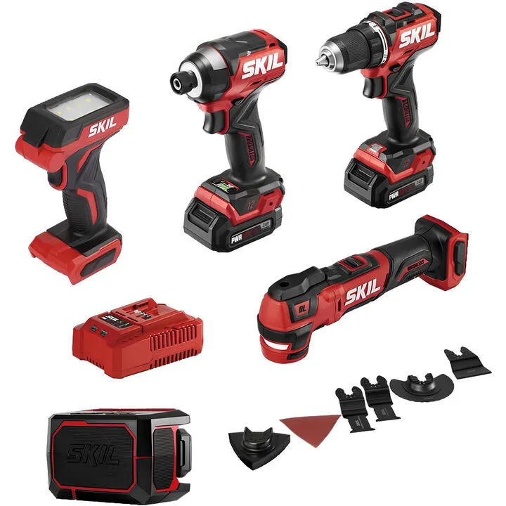 SKIL PWR CORE 12 Brushless 12V 5-Tool Compact Combo Kit - Professional Grade Performance