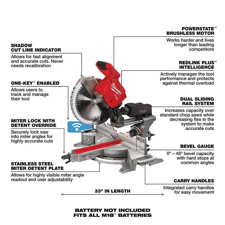Milwaukee M18 FUEL 12-inch Dual Bevel Sliding Compound Miter Saw (Bare Tool) 6
