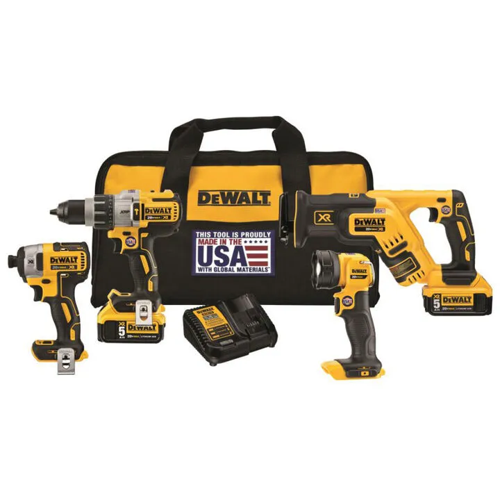 DEWALT 20V MAX XR Lithium-Ion 4-Tool Combo Kit - Professional Grade Performance 1