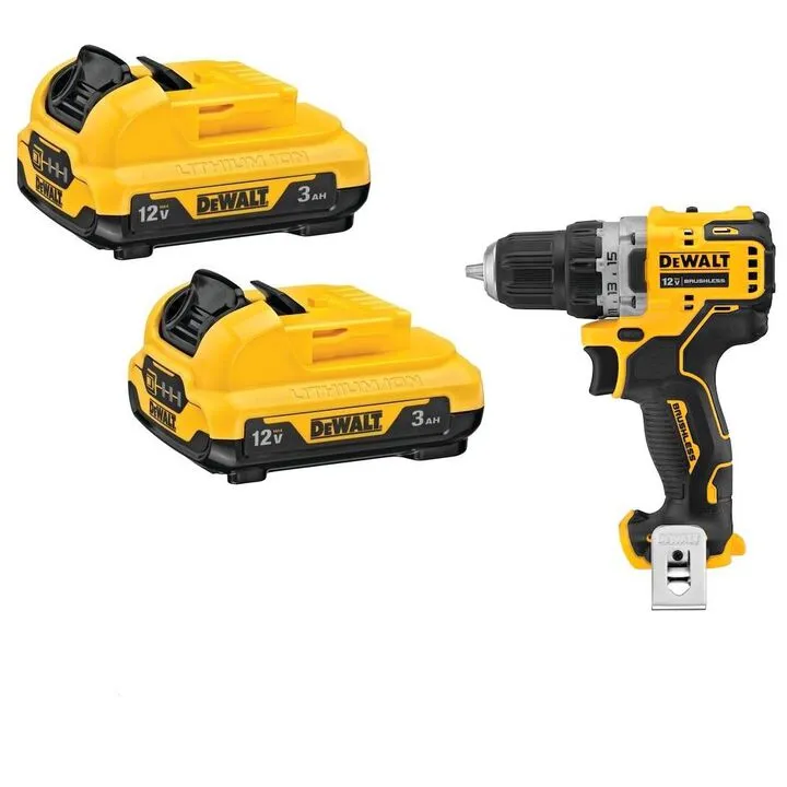 DEWALT 12V MAX 3Ah Battery (2-Pack) and 3/8 Inch Drill Driver Professional Bundle