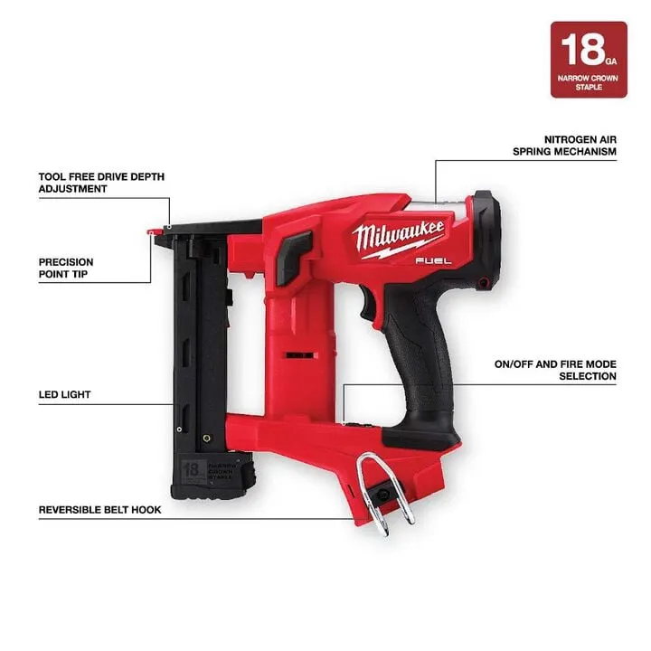 Milwaukee M18 1/4 Inch Narrow Crown Stapler and REDLITHIUM CP2.0 Battery Bundle 4