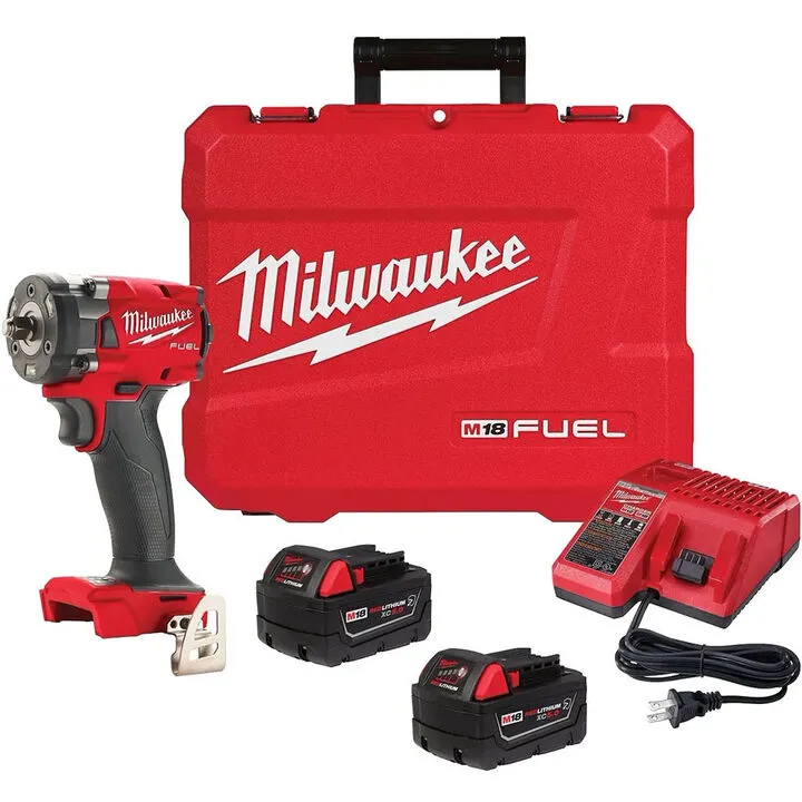 Milwaukee M18 Impact Wrench with 36-Piece Socket Set and 2-Drawer Tool Box Bundle 20