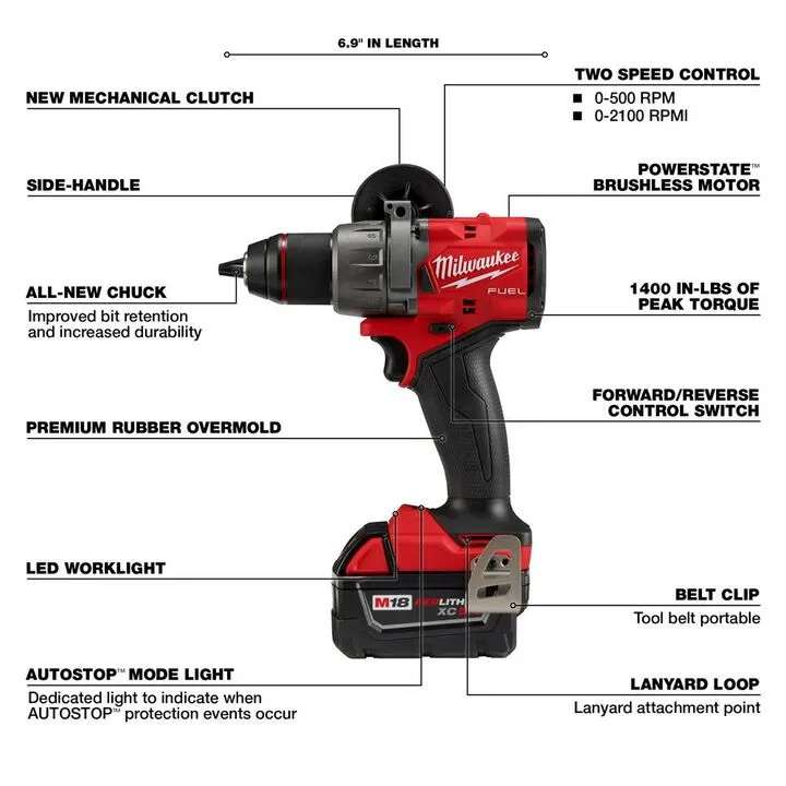 Milwaukee M18 FUEL 1/2 Inch Drill/Driver Kit with Integrated Bit Holder Accessory Bundle 3