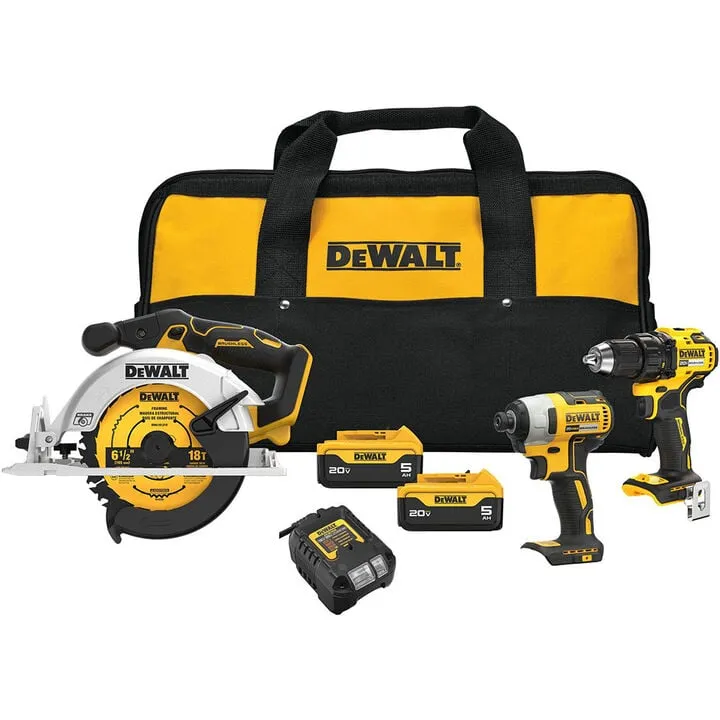 DEWALT 20V MAX Brushless 3-Tool Combo Kit - High-Performance Cordless Power Tool Set