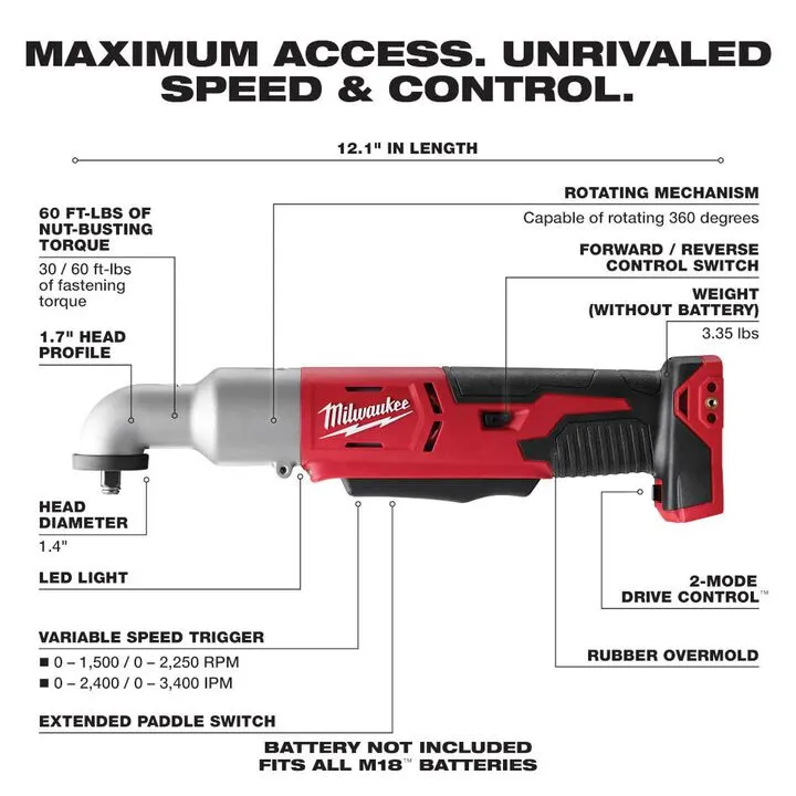Milwaukee M18 2-Speed 3/8 in. Right Angle Impact Wrench (Bare Tool) 1