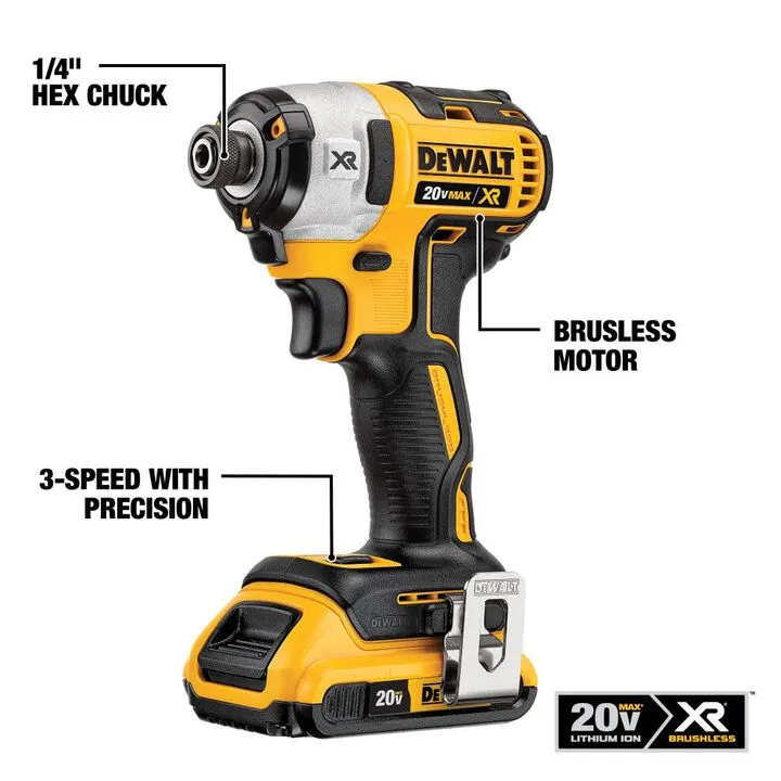 DEWALT 20V MAX POWER DETECT XR 1/2-Inch Hammer Drill & Impact Driver Combo Kit 2