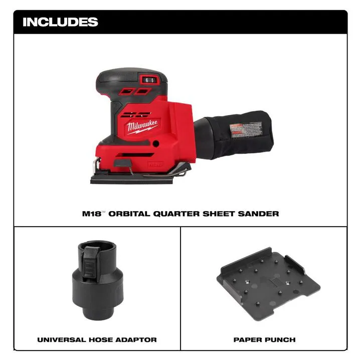 Milwaukee M18 Orbital 1/4 Sheet Sander (Bare Tool) - Professional Cordless Precision 1