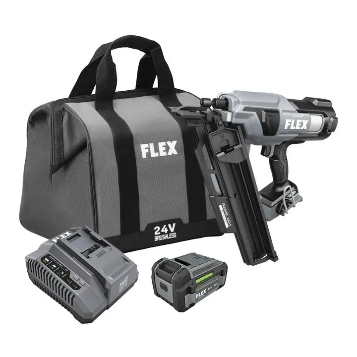 FLEX 24V Brushless 21 Degree Framing Nailer Kit - Professional Cordless Performance 1