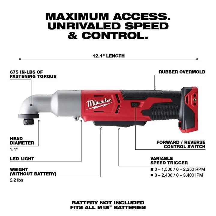 Milwaukee M18 2-Speed 1/4 In. Right Angle Impact Driver (Bare Tool) 1