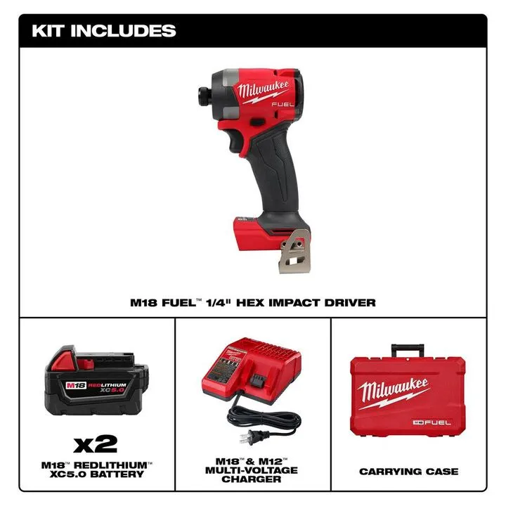 Milwaukee M18 FUEL 1/4 Inch Hex Impact Driver Kit with Protective Bundle 4