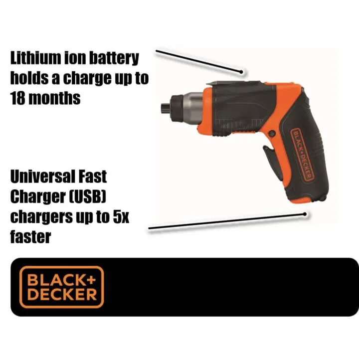 Black and Decker V Max Cordless Screwdriver with Integrated Picture-Hanging Kit 2