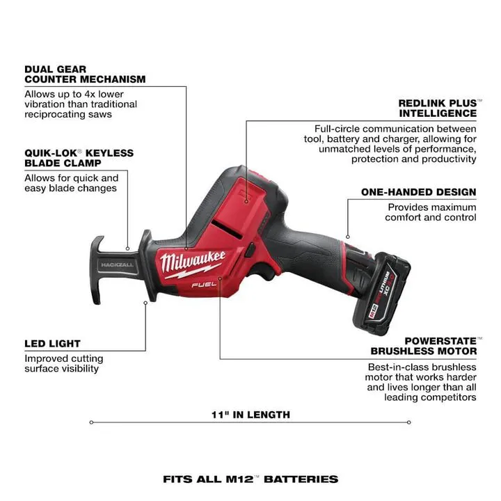 Milwaukee M12 FUEL Hackzall Reciprocating Saw & Multi-Tool Professional Bundle 3