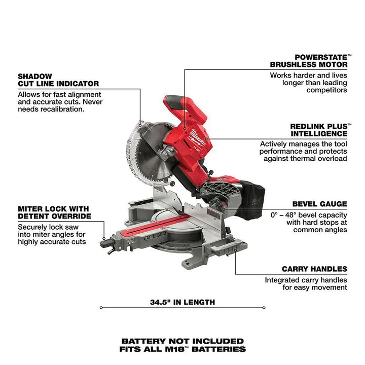 Milwaukee M18 FUEL 10-Inch Dual Bevel Sliding Compound Miter Saw Kit with Stand, 5Ah Battery & Charger 4