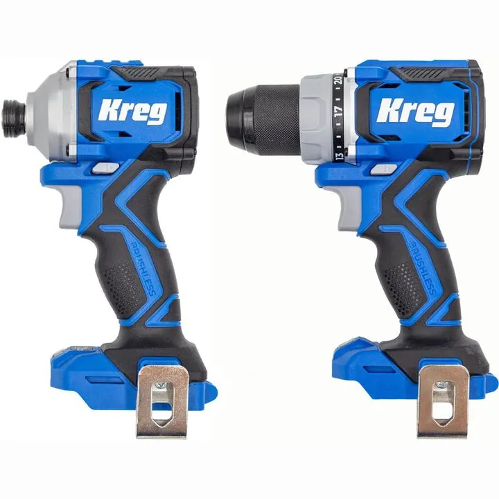 Kreg 20V Ionic Drive 1/2 Inch Compact Drill & 1/4 Inch Compact Impact Driver (Bare Tool Bundle)